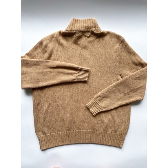 Men's Ralph Lauren Tan Knit Quarter Zip Sweater Pima Cotton Size Large - Picture 4 of 4